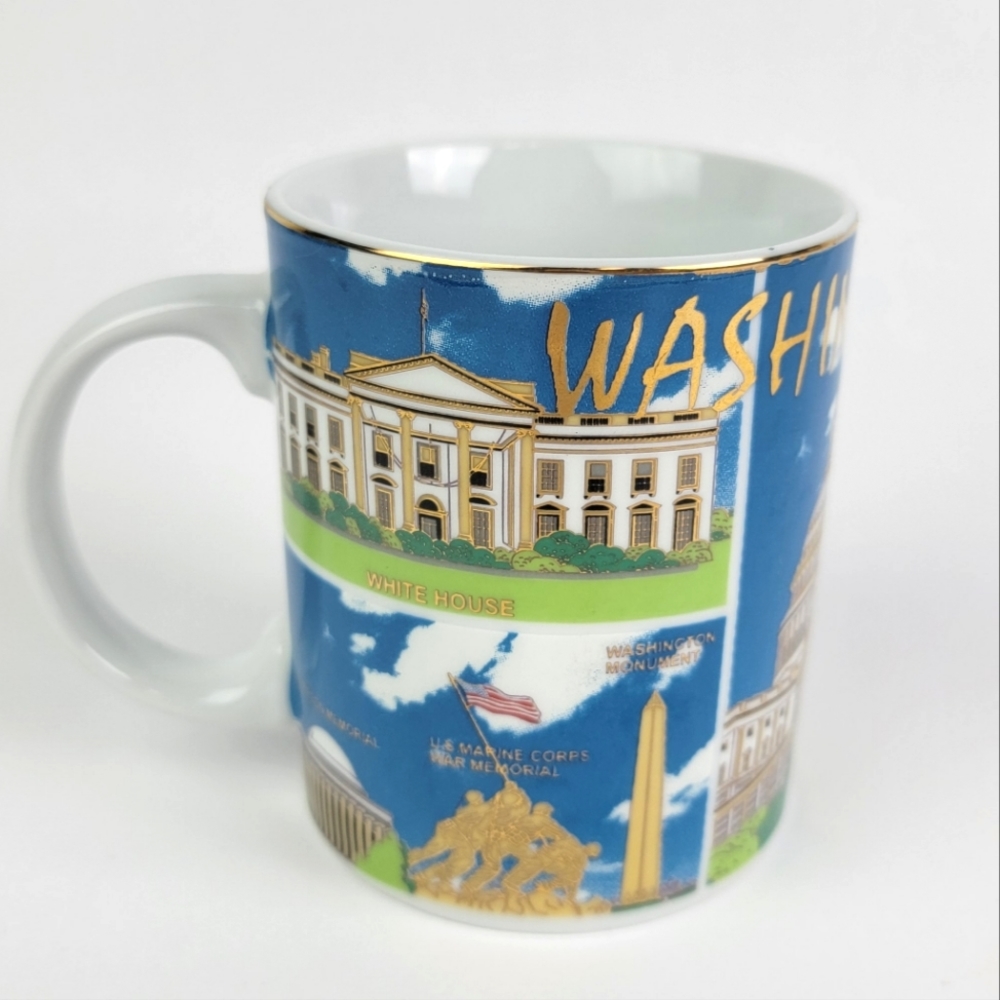 Washington DC Mug w/ Monuments Landmarks and Cherry Blossoms US Capitol